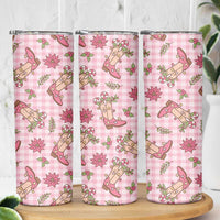 Pink Paniolo Palaka Hawaiian Cowgirl Christmas Skinny Tumbler LT9 - Polynesian Pride