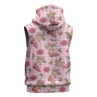 Pink Paniolo Palaka Hawaiian Cowgirl Christmas Sleeveless Zip Hoodie - Polynesian Pride