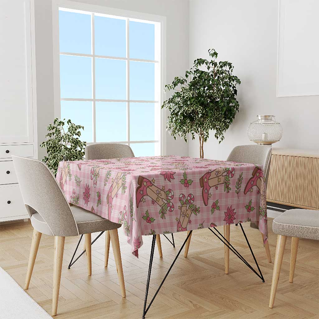 Pink Paniolo Palaka Hawaiian Cowgirl Christmas Tablecloth - Polynesian Pride