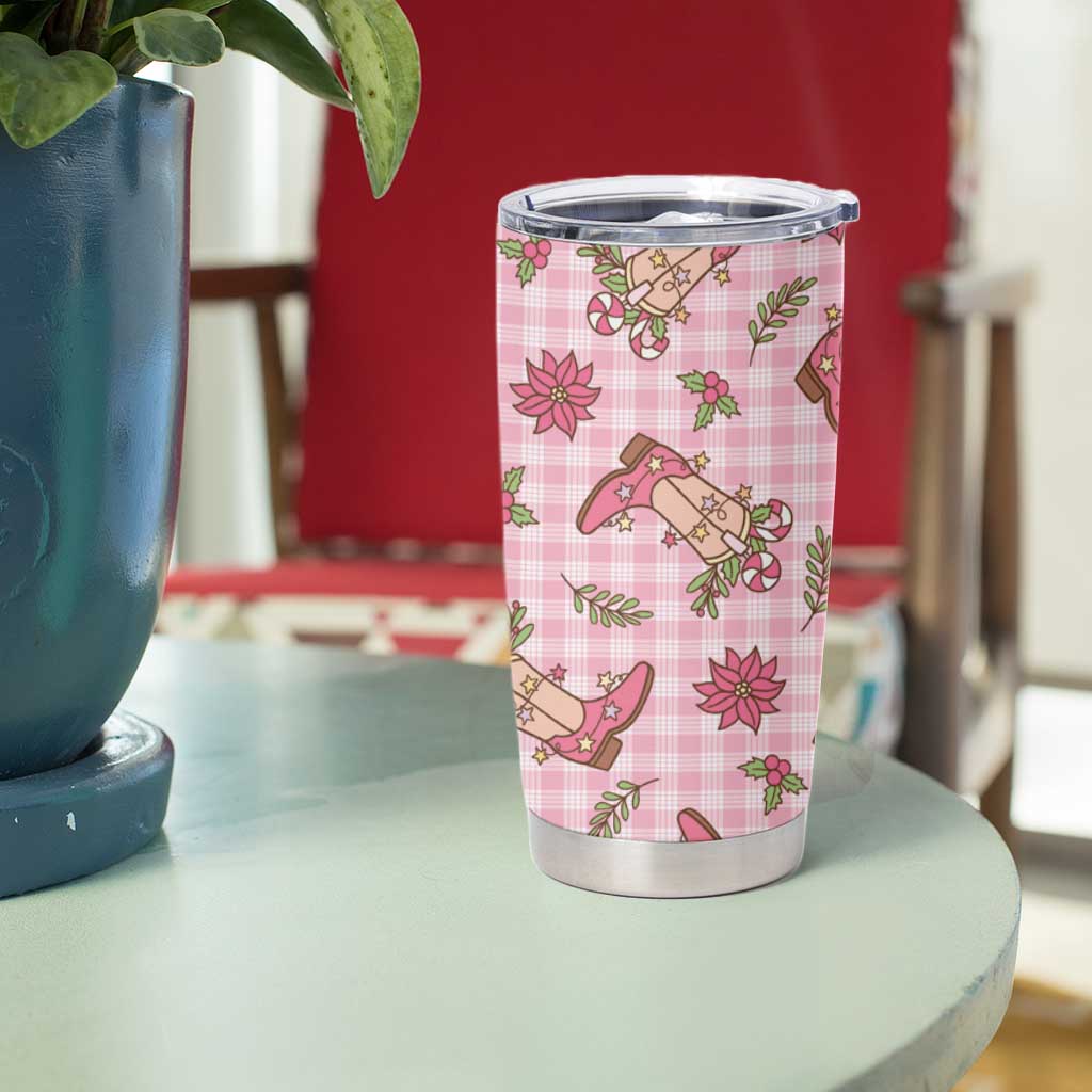 Pink Paniolo Palaka Hawaiian Cowgirl Christmas Tumbler Cup - Polynesian Pride
