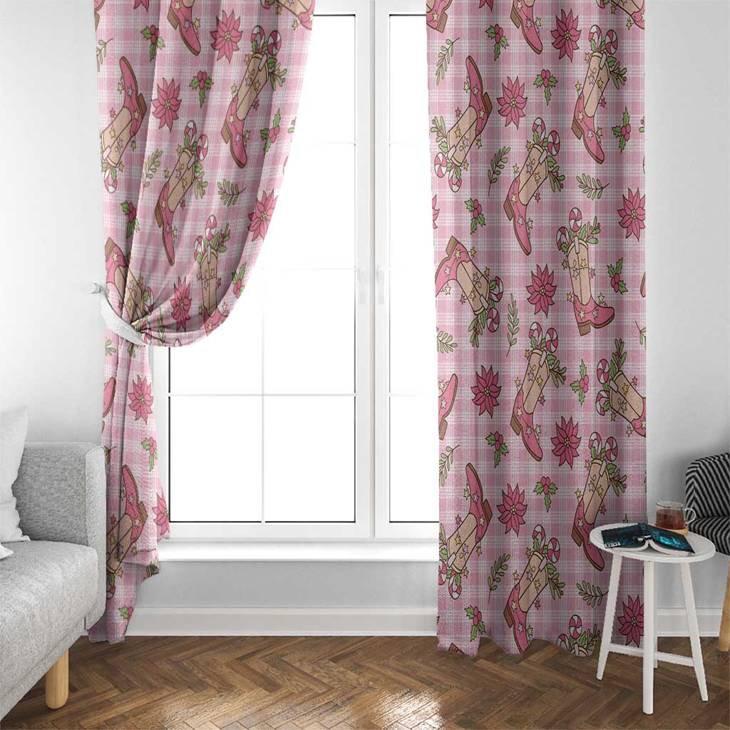 Pink Paniolo Palaka Hawaiian Cowgirl Christmas Window Curtain - Polynesian Pride
