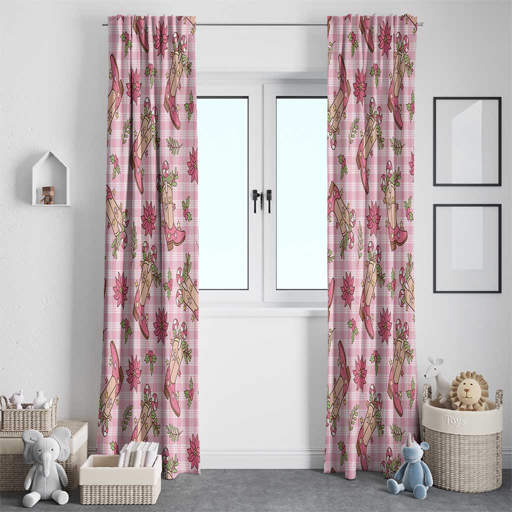 Pink Paniolo Palaka Hawaiian Cowgirl Christmas Window Curtain - Polynesian Pride