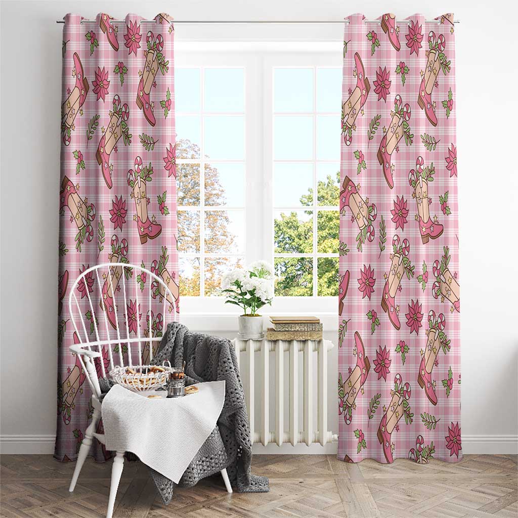 Pink Paniolo Palaka Hawaiian Cowgirl Christmas Window Curtain - Polynesian Pride