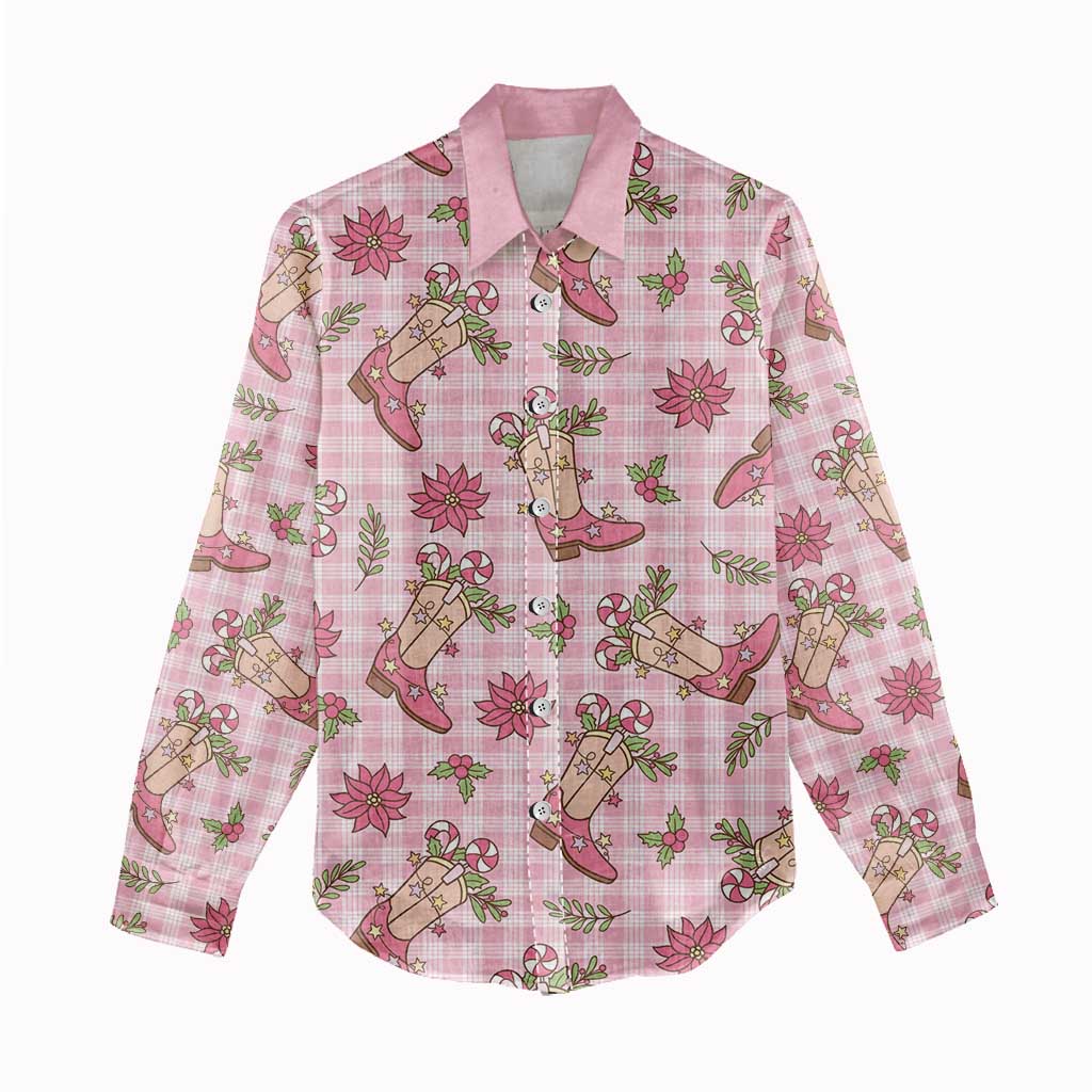 Pink Paniolo Palaka Hawaiian Cowgirl Christmas Women Casual Shirt LT9 - Polynesian Pride
