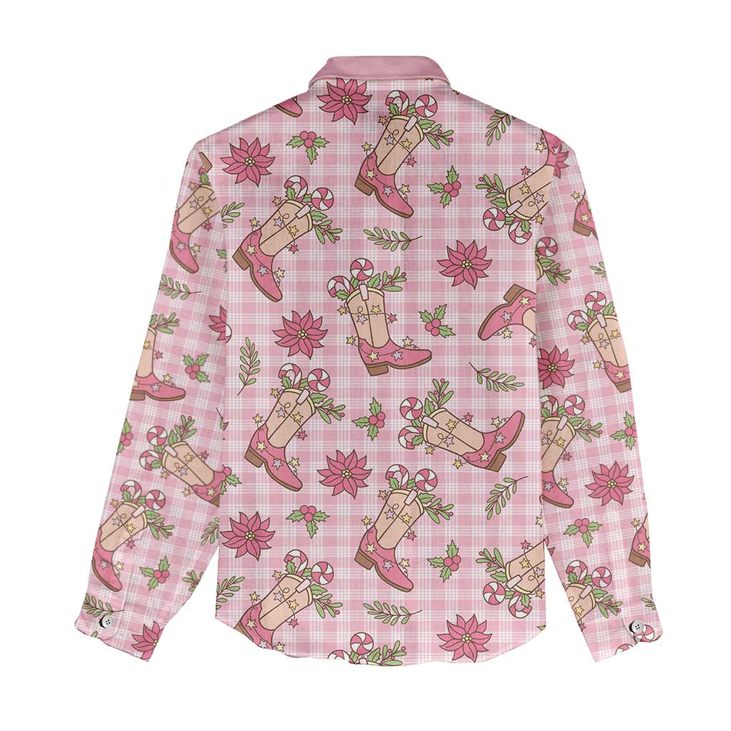 Pink Paniolo Palaka Hawaiian Cowgirl Christmas Women Casual Shirt LT9 - Polynesian Pride