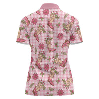 Pink Paniolo Palaka Hawaiian Cowgirl Christmas Women Polo Shirt LT9 - Polynesian Pride