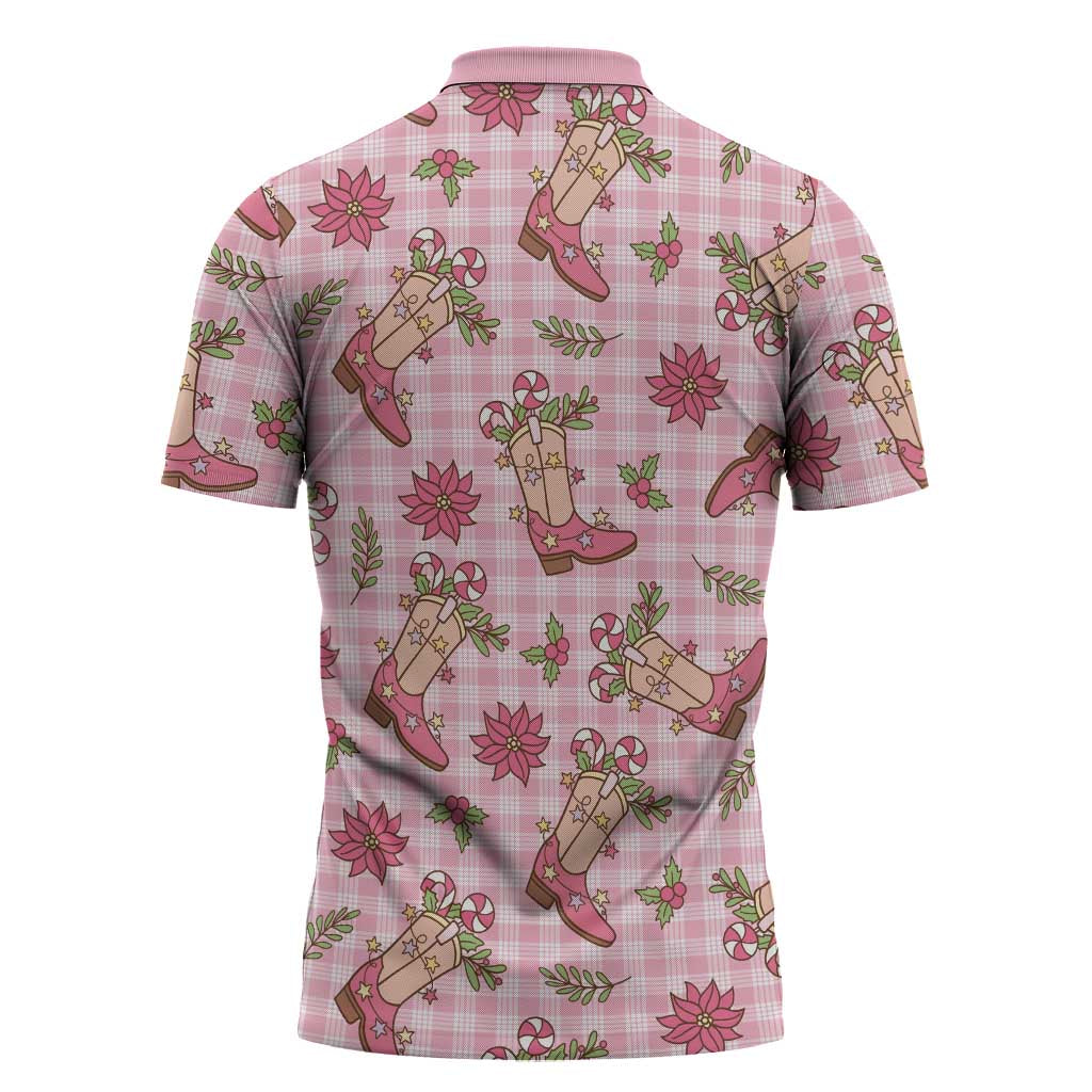 Pink Paniolo Palaka Hawaiian Cowgirl Christmas Zipper Polo Shirt - Polynesian Pride