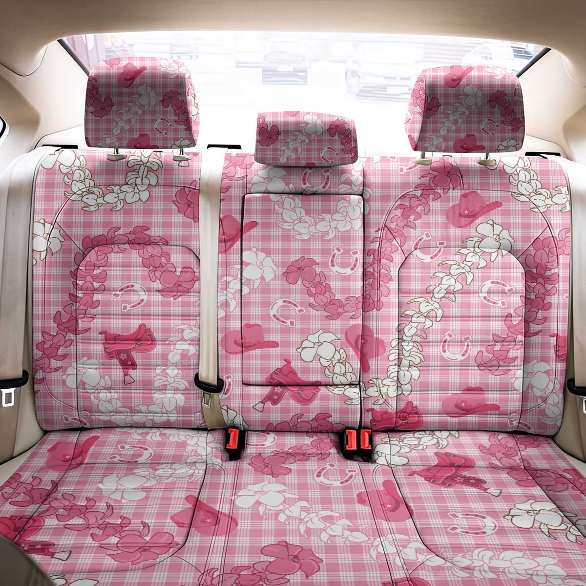 Paniolo Palaka Hawaiian Cowgirl Back Car Seat Cover LT9 - Polynesian Pride