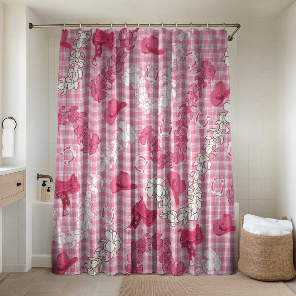 Paniolo Palaka Hawaiian Cowgirl Bathroom Set LT9 Shower Curtain Only Pink - Polynesian Pride