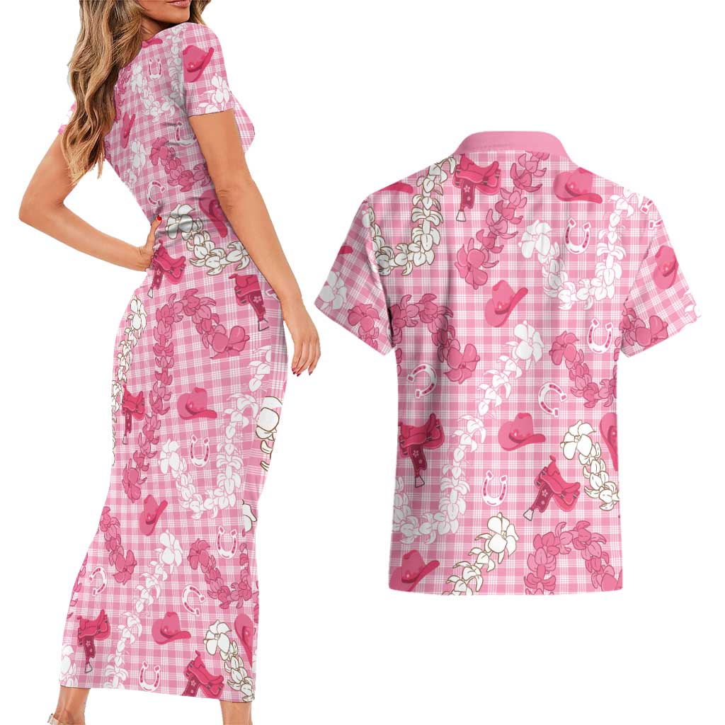 Paniolo Palaka Hawaiian Cowgirl Couples Matching Short Sleeve Bodycon Dress and Hawaiian Shirt LT9 - Polynesian Pride