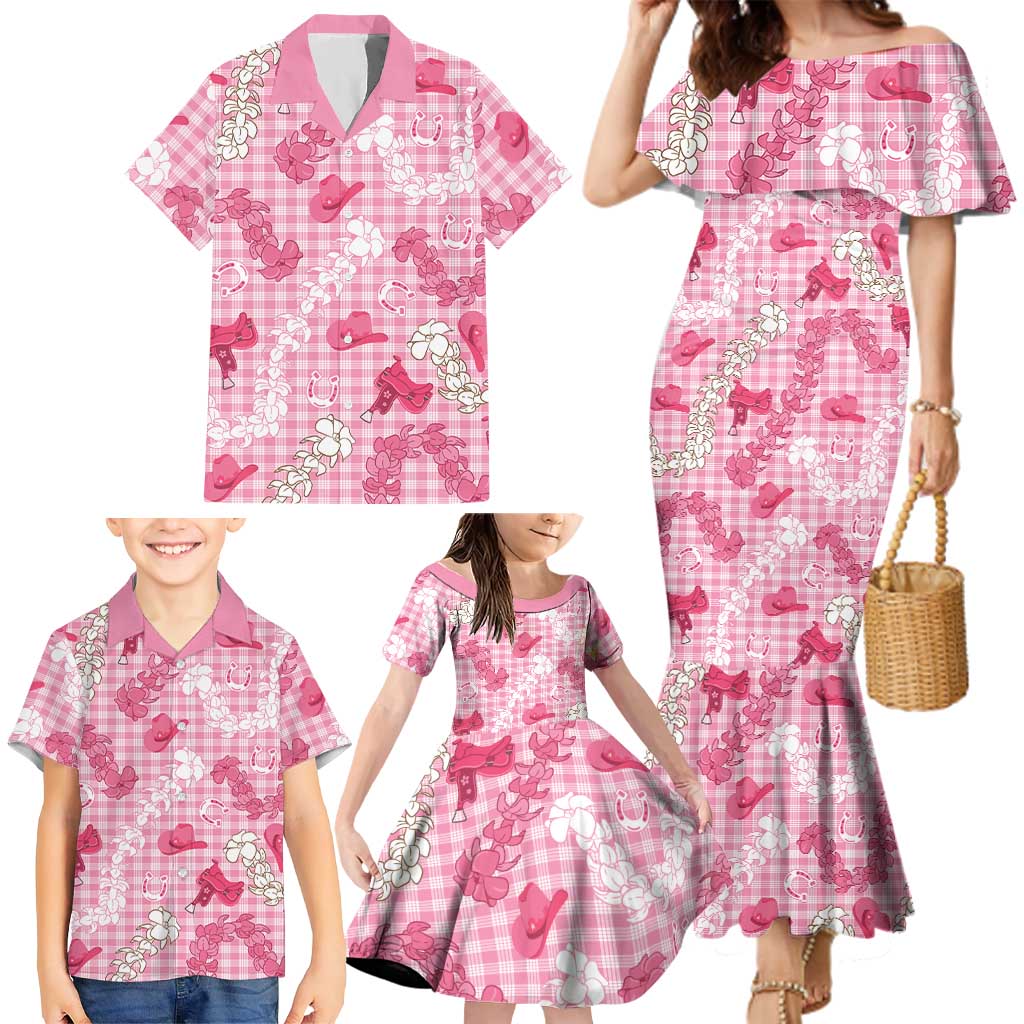 Paniolo Palaka Hawaiian Cowgirl Family Matching Mermaid Dress and Hawaiian Shirt LT9 - Polynesian Pride