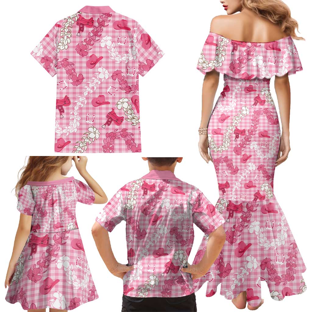 Paniolo Palaka Hawaiian Cowgirl Family Matching Mermaid Dress and Hawaiian Shirt LT9 - Polynesian Pride