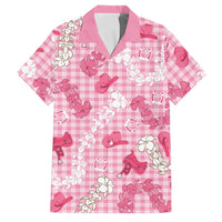 Paniolo Palaka Hawaiian Cowgirl Family Matching Mermaid Dress and Hawaiian Shirt LT9 Dad's Shirt - Short Sleeve Pink - Polynesian Pride