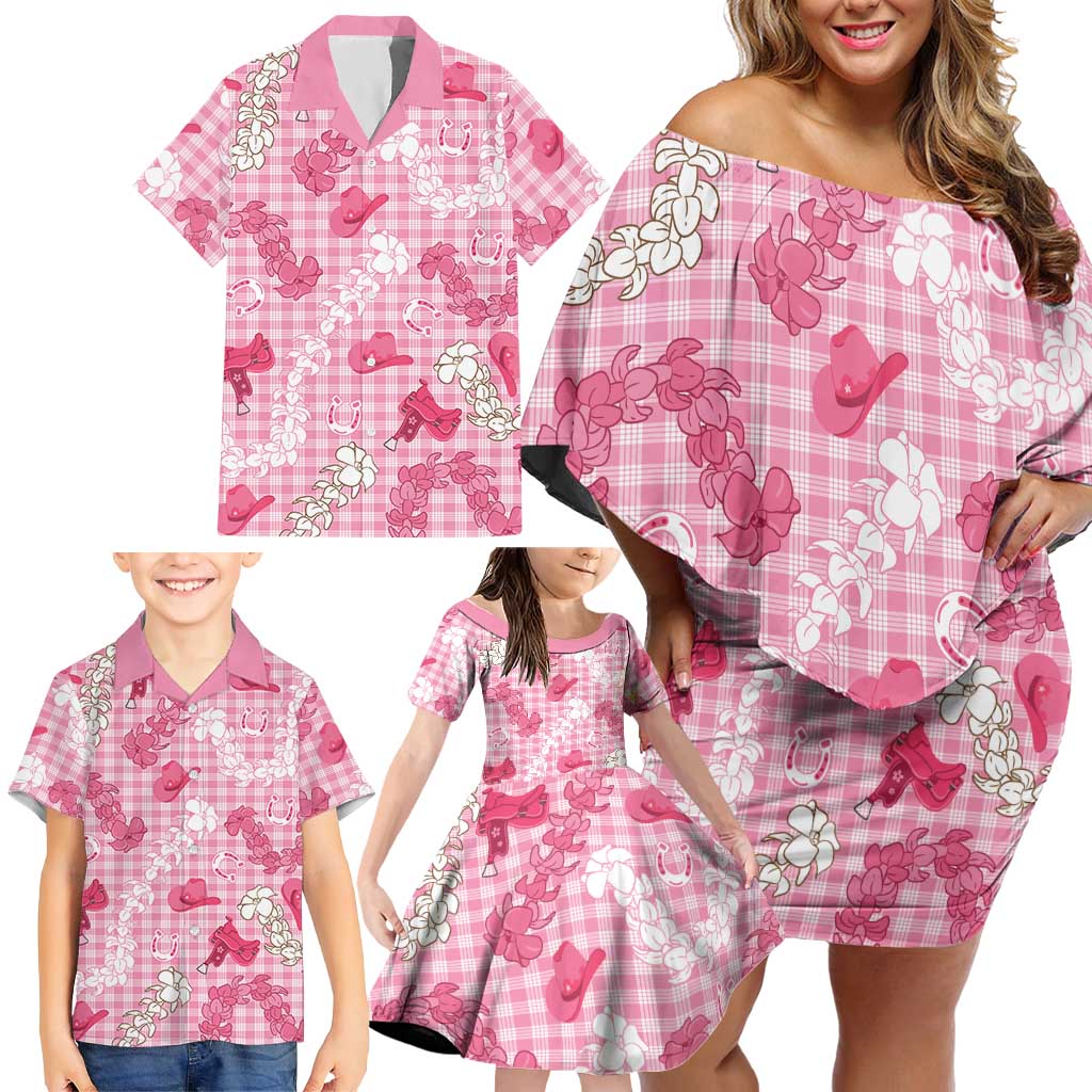 Paniolo Palaka Hawaiian Cowgirl Family Matching Off Shoulder Short Dress and Hawaiian Shirt LT9 - Polynesian Pride