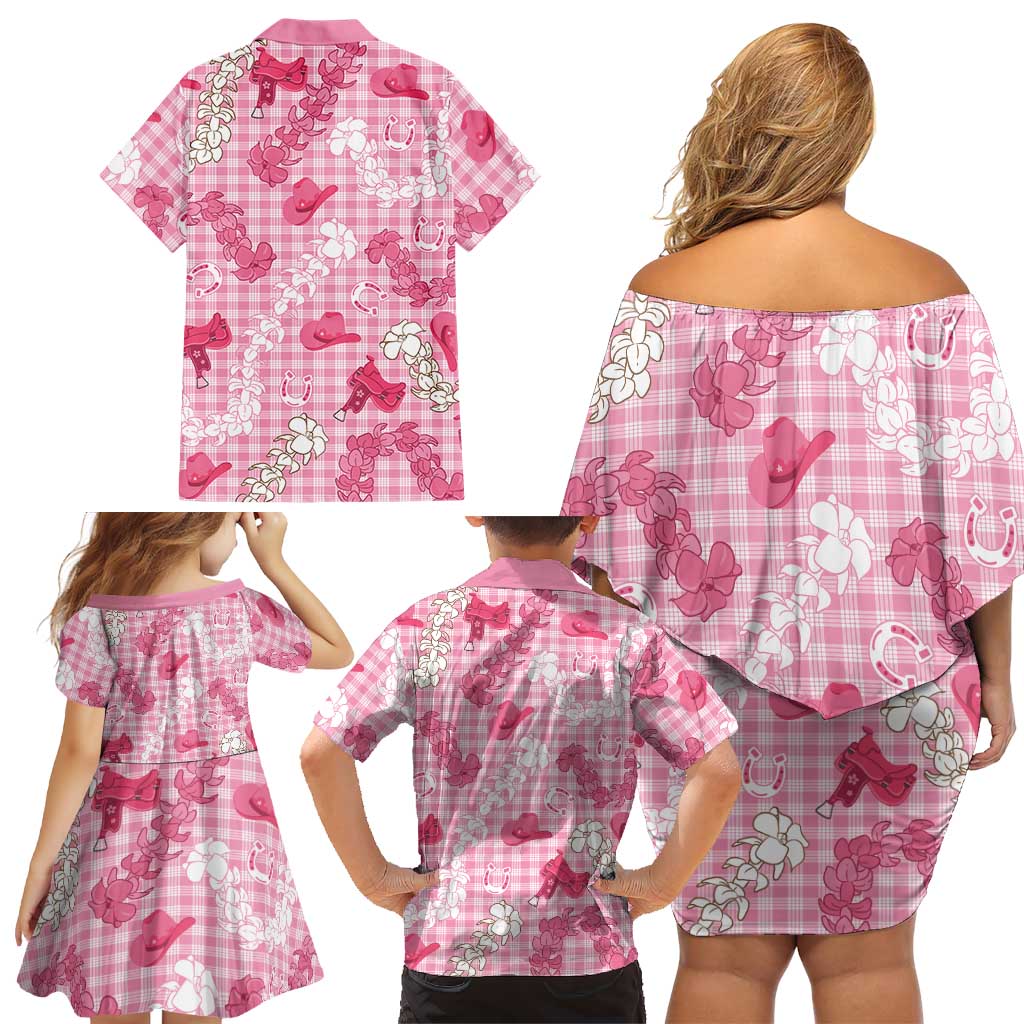 Paniolo Palaka Hawaiian Cowgirl Family Matching Off Shoulder Short Dress and Hawaiian Shirt LT9 - Polynesian Pride