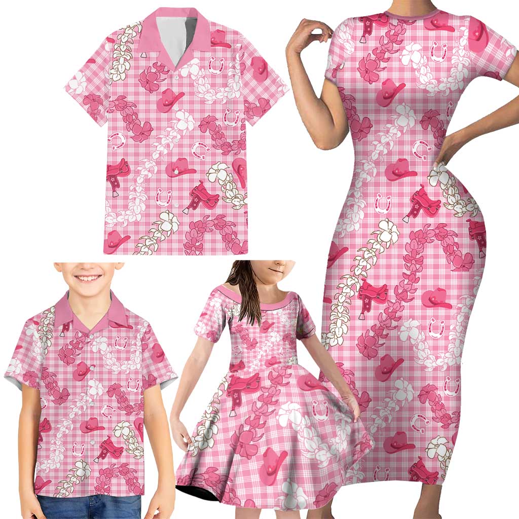 Paniolo Palaka Hawaiian Cowgirl Family Matching Short Sleeve Bodycon Dress and Hawaiian Shirt - Polynesian Pride