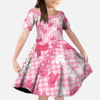 Paniolo Palaka Hawaiian Cowgirl Family Matching Summer Maxi Dress and Hawaiian Shirt LT9 Daughter's Dress Pink - Polynesian Pride