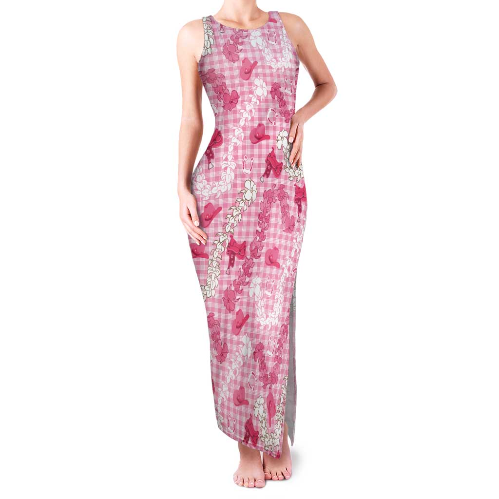 Paniolo Palaka Hawaiian Cowgirl Family Matching Tank Maxi Dress and Hawaiian Shirt LT9 Mom's Dress Pink - Polynesian Pride