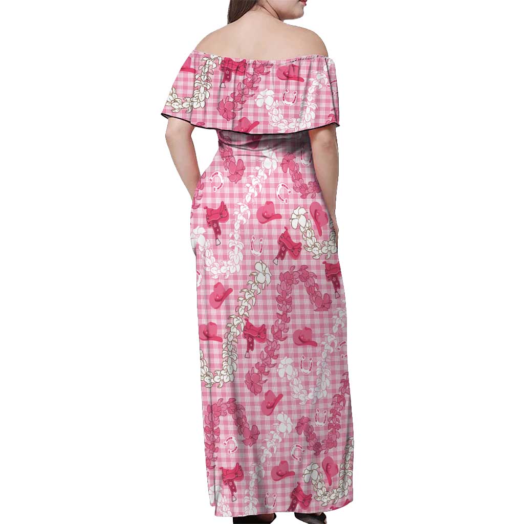 Paniolo Palaka Hawaiian Cowgirl Off Shoulder Maxi Dress LT9 - Polynesian Pride
