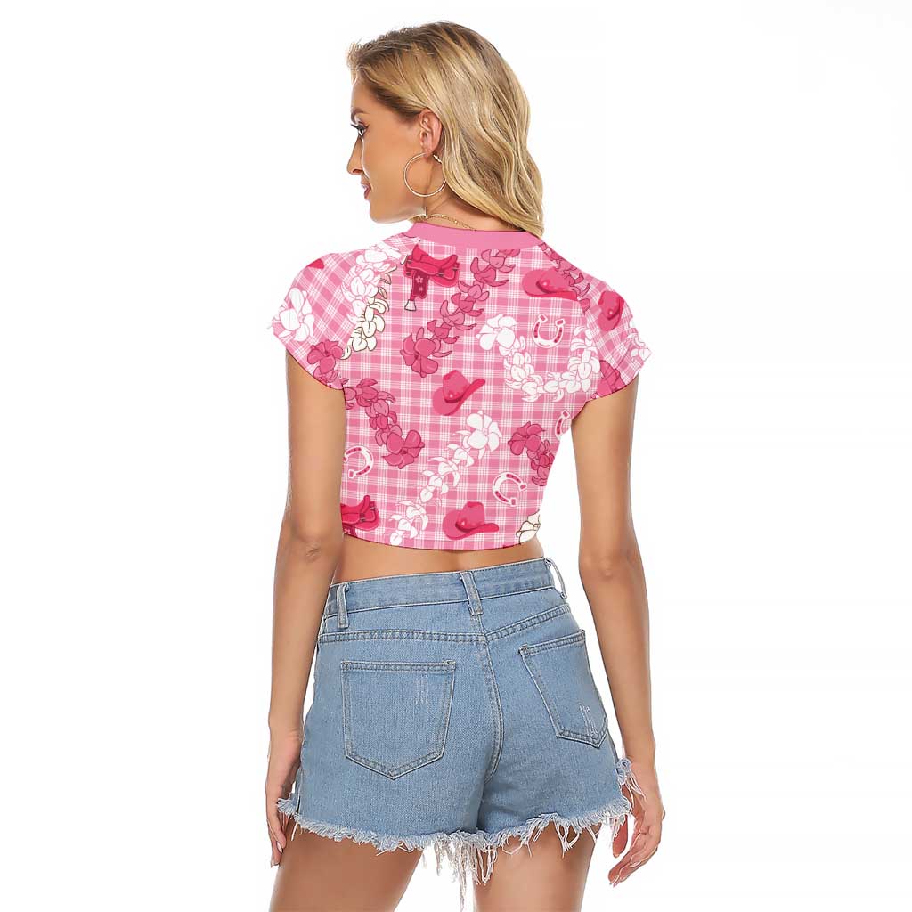 Paniolo Palaka Hawaiian Cowgirl Raglan Cropped T Shirt - Polynesian Pride