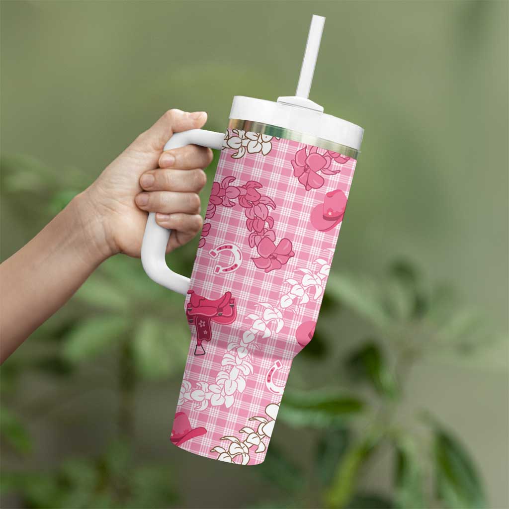 Paniolo Palaka Hawaiian Cowgirl Tumbler With Handle - Polynesian Pride