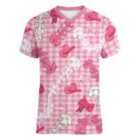 Paniolo Palaka Hawaiian Cowgirl Women V-Neck T-Shirt - Polynesian Pride