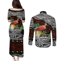 Papua New Guinea Christmas Couples Matching Puletasi and Long Sleeve Button Shirt - Polynesian Pride
