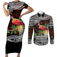 Papua New Guinea Christmas Couples Matching Short Sleeve Bodycon Dress and Long Sleeve Button Shirt - Polynesian Pride