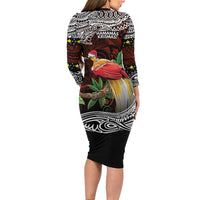 Papua New Guinea Christmas Family Matching Long Sleeve Bodycon Dress and Hawaiian Shirt LT9 - Polynesian Pride