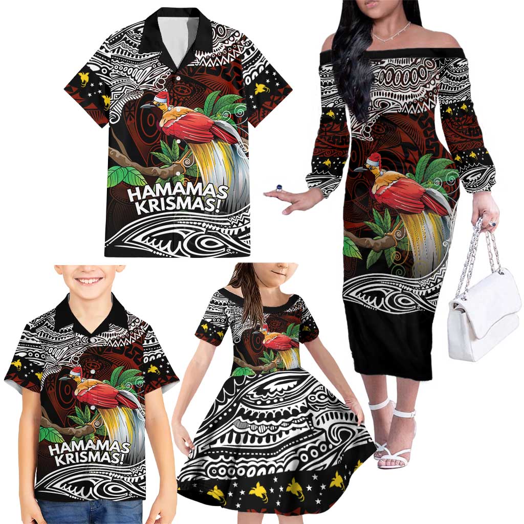 Papua New Guinea Christmas Family Matching Off The Shoulder Long Sleeve Dress and Hawaiian Shirt LT9 - Polynesian Pride