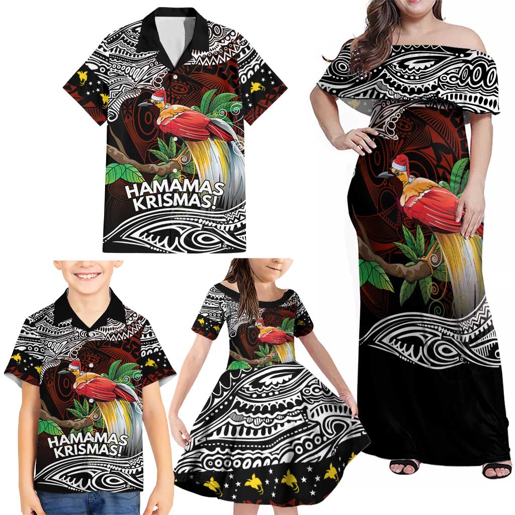 Papua New Guinea Christmas Family Matching Off Shoulder Maxi Dress and Hawaiian Shirt - Polynesian Pride