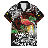 Papua New Guinea Christmas Family Matching Off Shoulder Short Dress and Hawaiian Shirt LT9 Dad's Shirt - Short Sleeve Black - Polynesian Pride