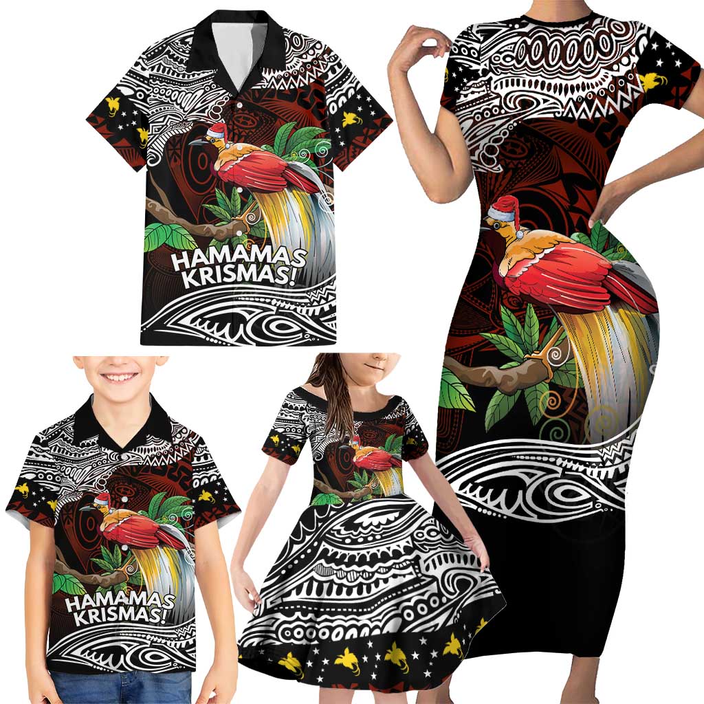 Papua New Guinea Christmas Family Matching Short Sleeve Bodycon Dress and Hawaiian Shirt LT9 - Polynesian Pride