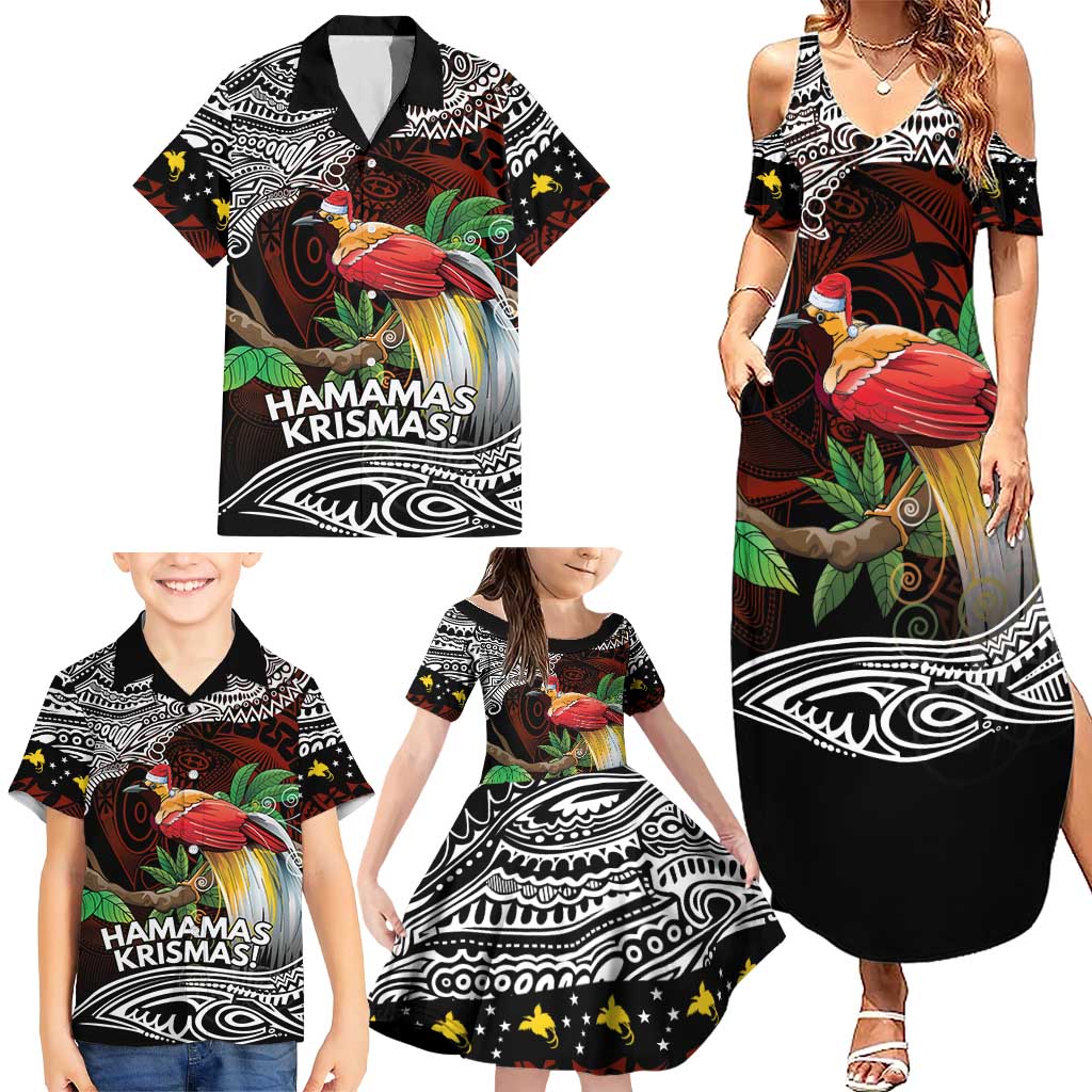 Papua New Guinea Christmas Family Matching Summer Maxi Dress and Hawaiian Shirt - Polynesian Pride