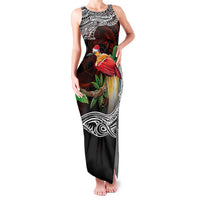Papua New Guinea Christmas Family Matching Tank Maxi Dress and Hawaiian Shirt LT9 Mom's Dress Black - Polynesian Pride