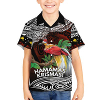 Papua New Guinea Christmas Family Matching Tank Maxi Dress and Hawaiian Shirt LT9 Son's Shirt Black - Polynesian Pride