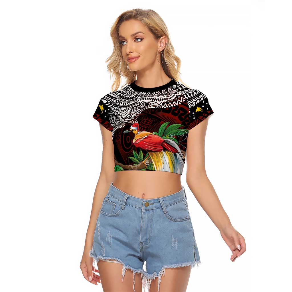 Papua New Guinea Christmas Raglan Cropped T Shirt - Polynesian Pride
