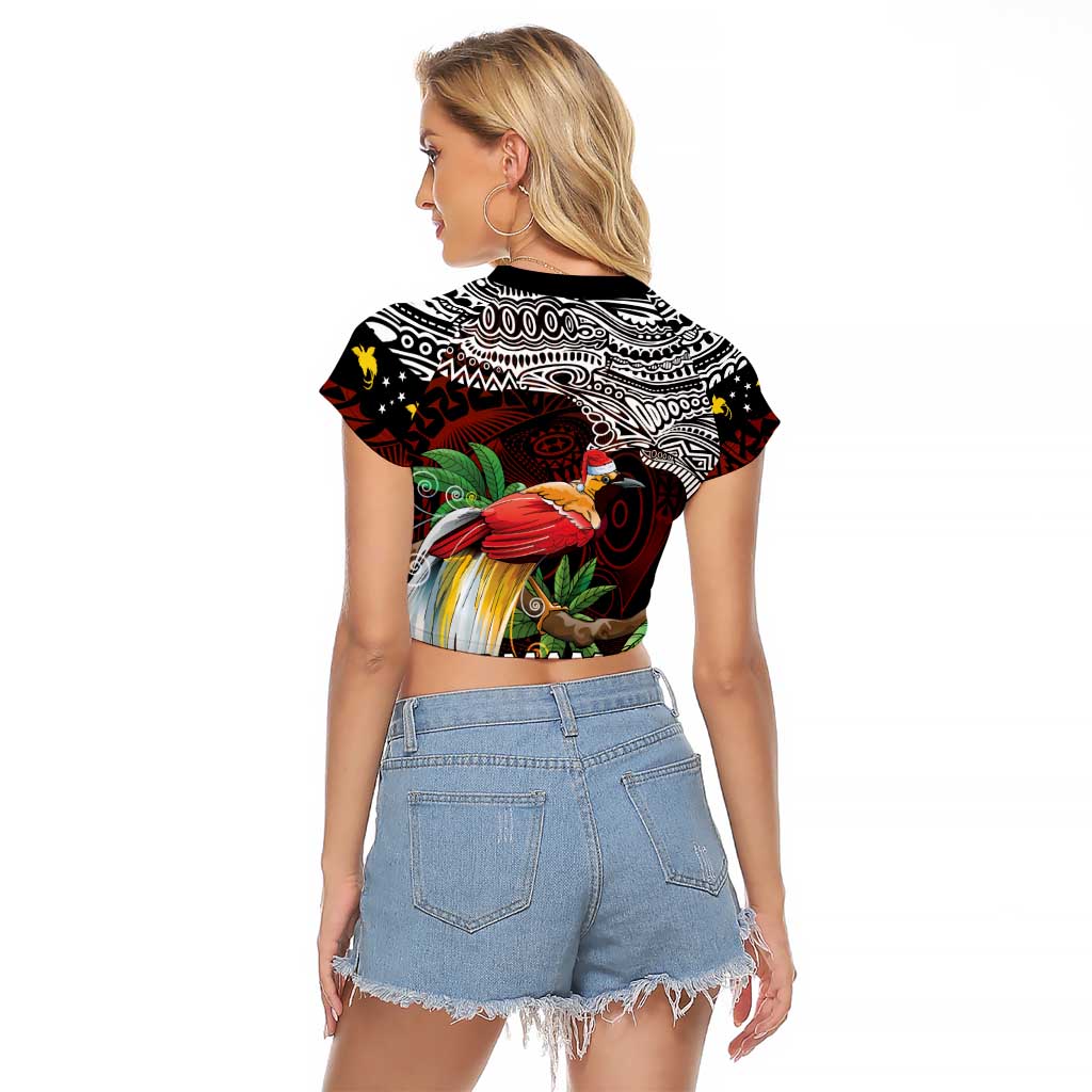 Papua New Guinea Christmas Raglan Cropped T Shirt - Polynesian Pride