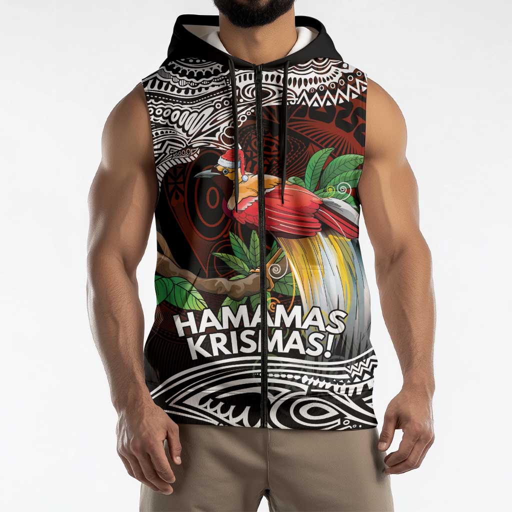 Papua New Guinea Christmas Sleeveless Zip Hoodie - Polynesian Pride