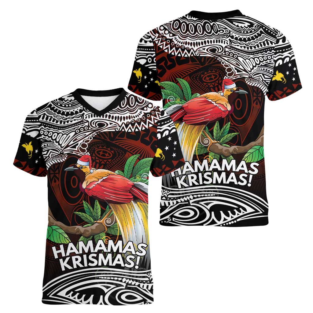 Papua New Guinea Christmas Women V-Neck T-Shirt - Polynesian Pride