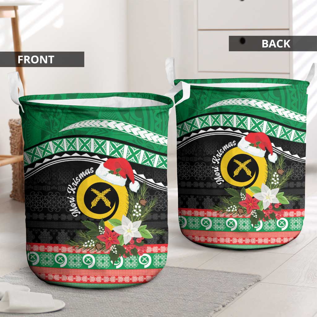 Vanuatu Pig's Tusk Meri Krismas! Laundry Basket Vanuatuan Sand Drawing Pattern - Polynesian Pride