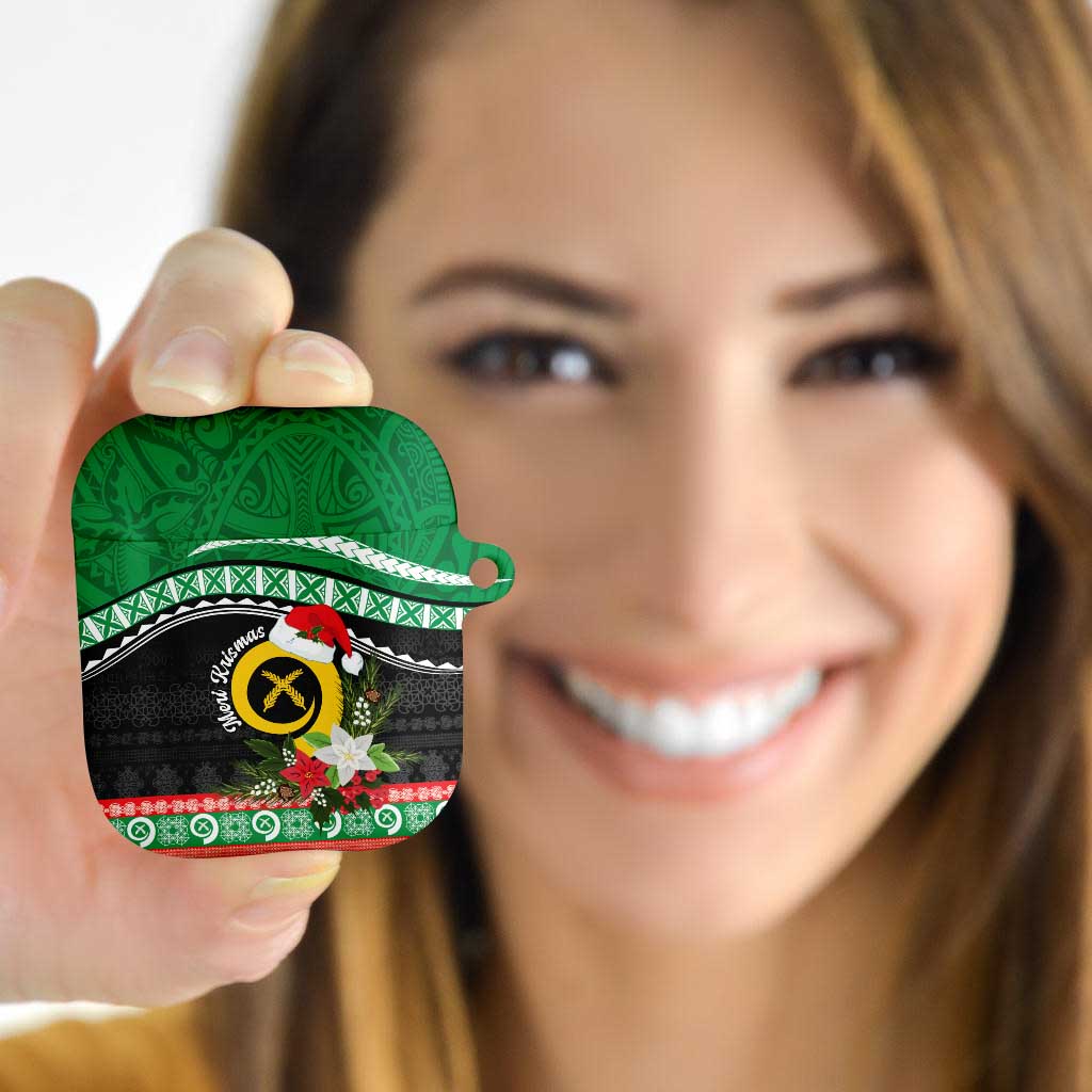 Vanuatu Pig's Tusk Meri Krismas! AirPods Case Vanuatuan Sand Drawing Pattern - Polynesian Pride