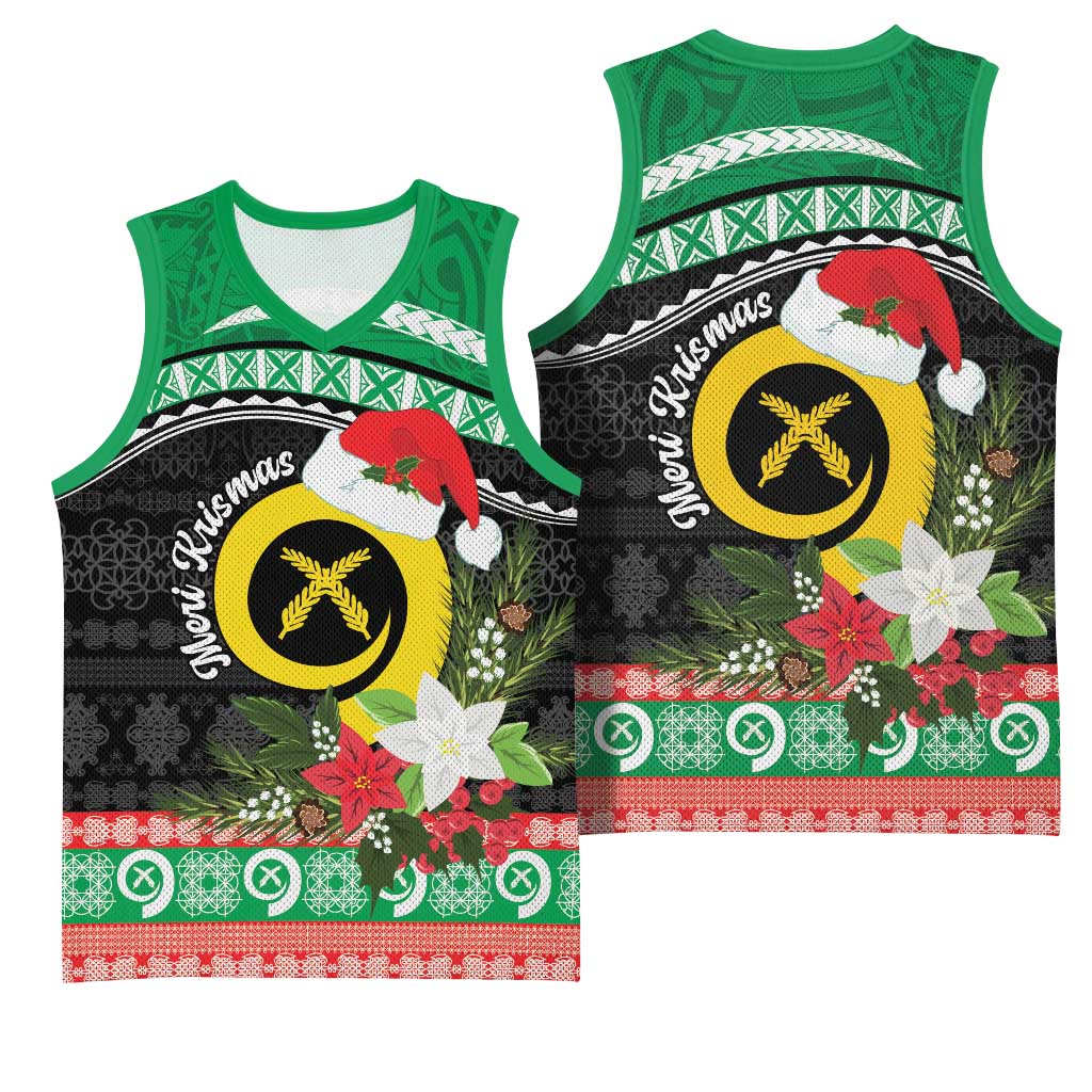 Vanuatu Pig's Tusk Meri Krismas! Basketball Jersey Vanuatuan Sand Drawing Pattern LT9 - Polynesian Pride
