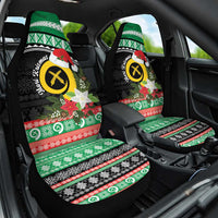 Vanuatu Pig's Tusk Meri Krismas! Car Seat Cover Vanuatuan Sand Drawing Pattern LT9 One Size Green - Polynesian Pride