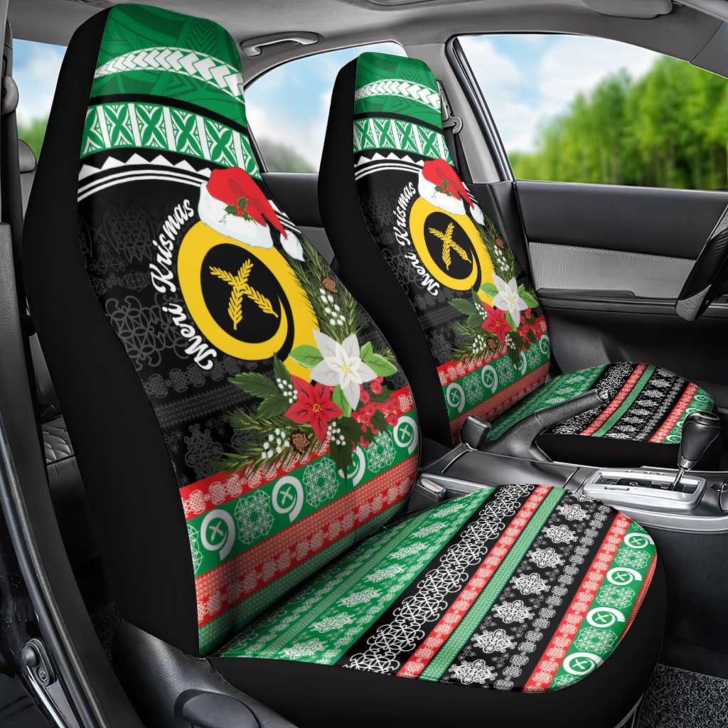 Vanuatu Pig's Tusk Meri Krismas! Car Seat Cover Vanuatuan Sand Drawing Pattern LT9 - Polynesian Pride