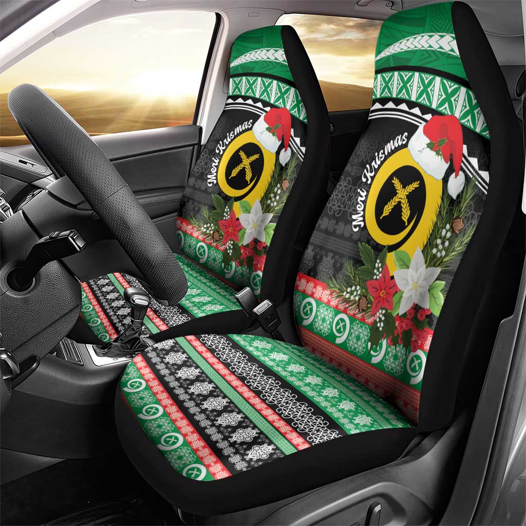 Vanuatu Pig's Tusk Meri Krismas! Car Seat Cover Vanuatuan Sand Drawing Pattern LT9 - Polynesian Pride