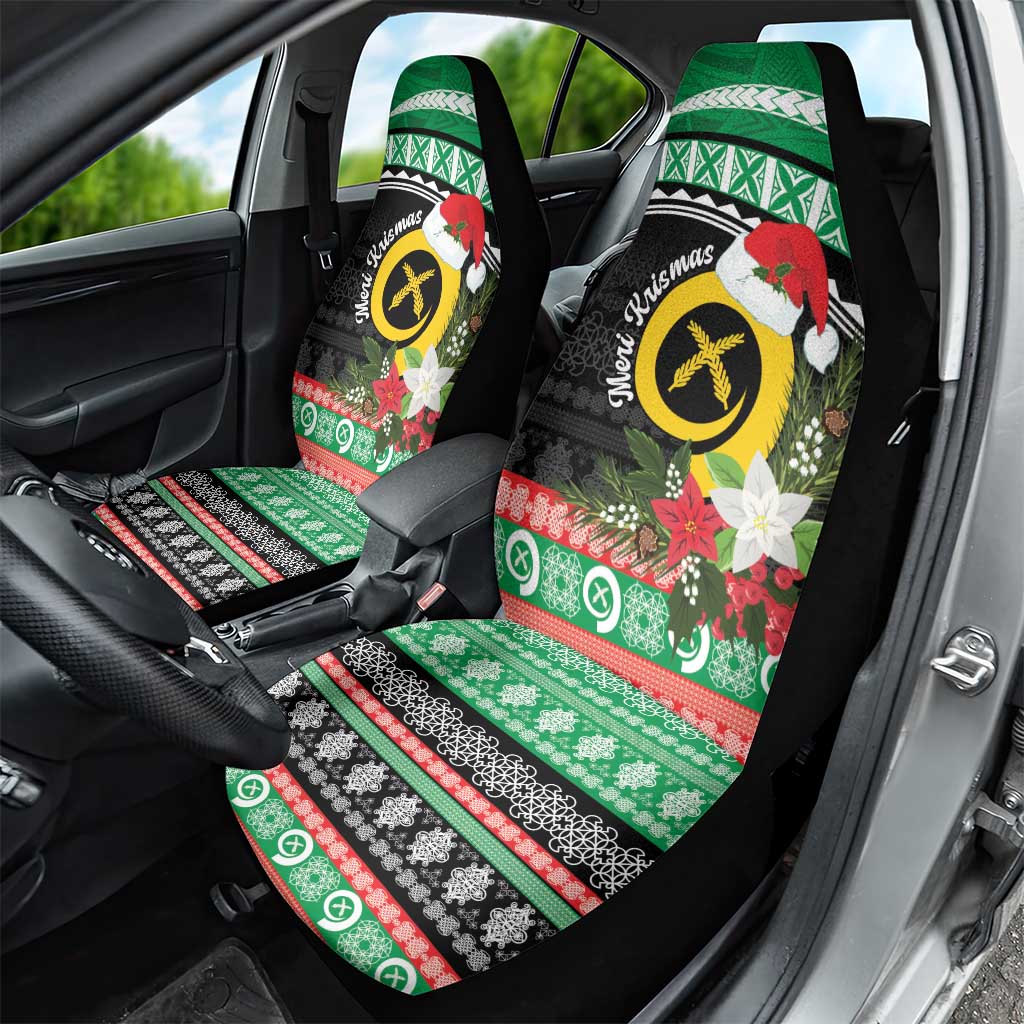 Vanuatu Pig's Tusk Meri Krismas! Car Seat Cover Vanuatuan Sand Drawing Pattern LT9 - Polynesian Pride