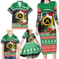 Vanuatu Pig's Tusk Meri Krismas! Family Matching Long Sleeve Bodycon Dress and Hawaiian Shirt Vanuatuan Sand Drawing Pattern LT9 - Polynesian Pride