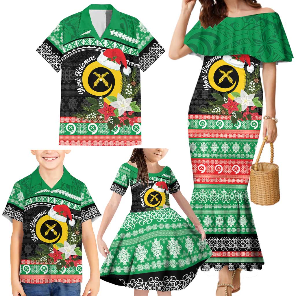 Vanuatu Pig's Tusk Meri Krismas! Family Matching Mermaid Dress and Hawaiian Shirt Vanuatuan Sand Drawing Pattern - Polynesian Pride