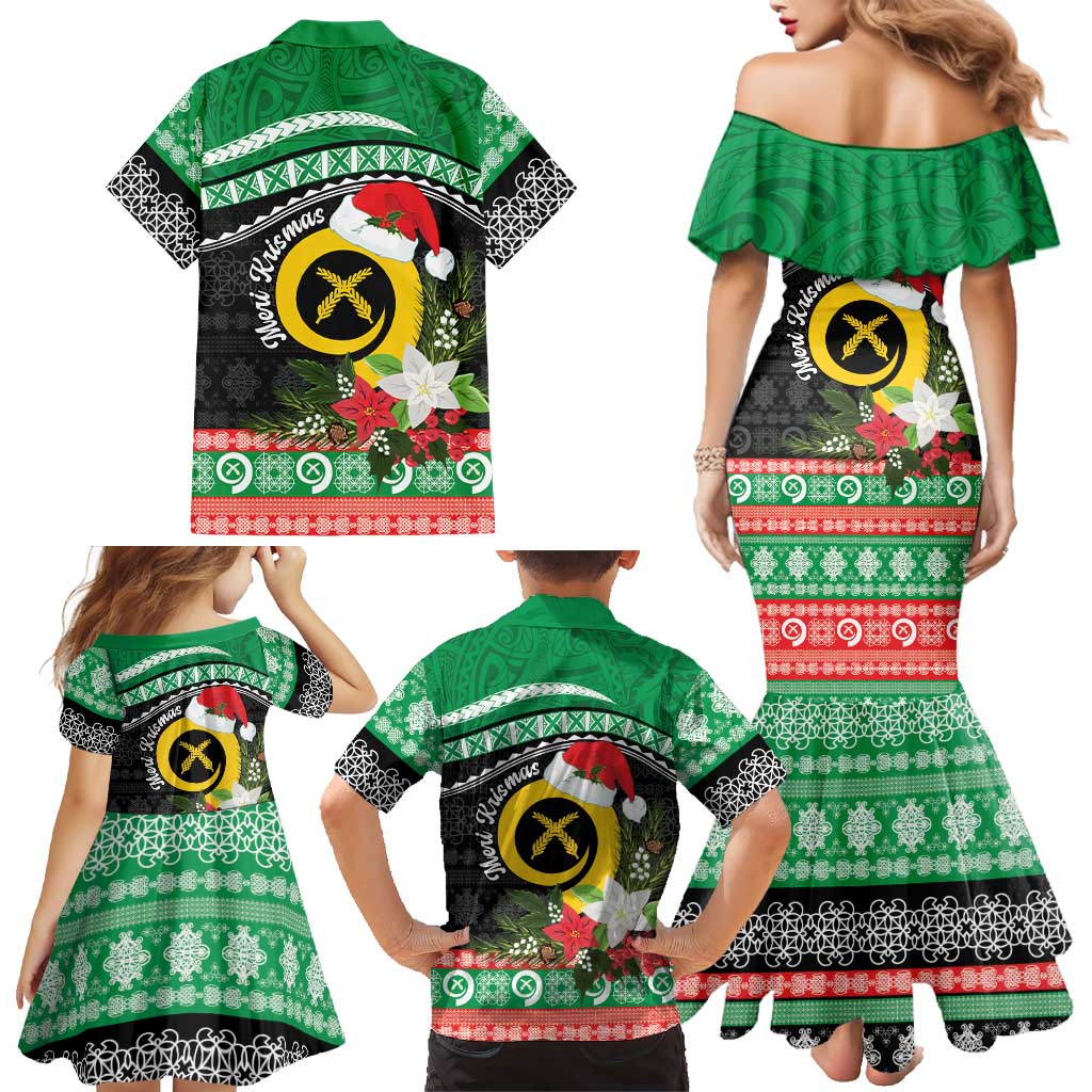 Vanuatu Pig's Tusk Meri Krismas! Family Matching Mermaid Dress and Hawaiian Shirt Vanuatuan Sand Drawing Pattern LT9 - Polynesian Pride